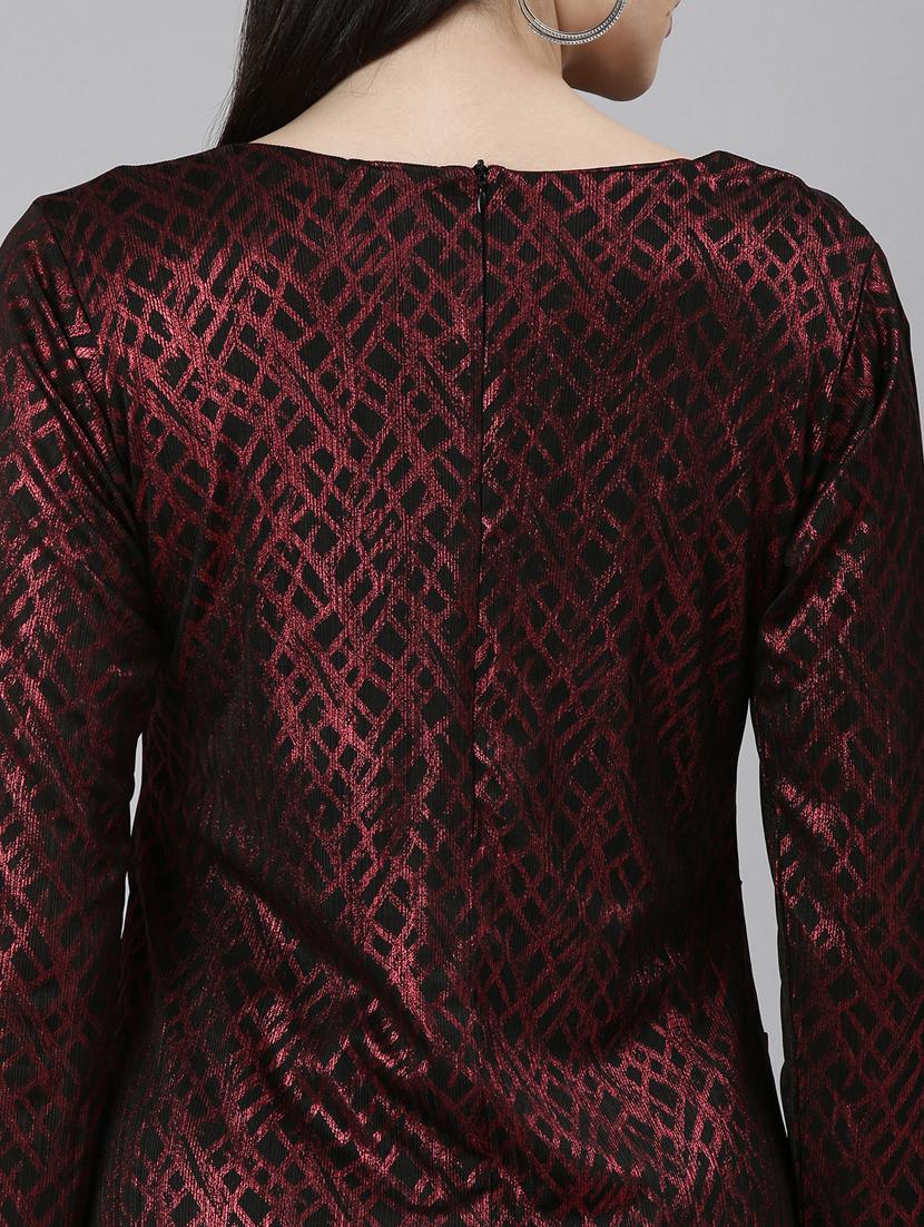 women red viscose asymmetric dress - 20383494 - Standard Image - 6