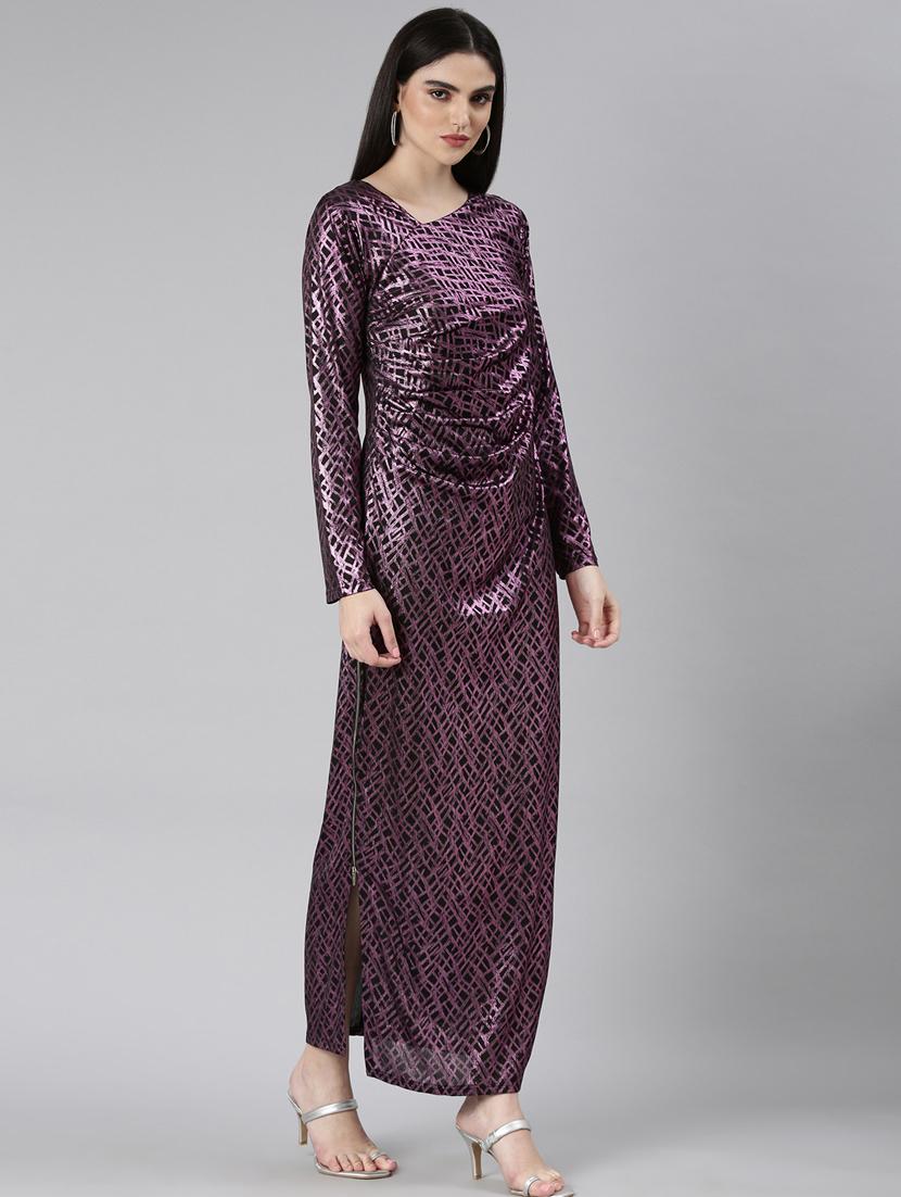 black foil print gown dress - 20383495 - Standard Image - 1