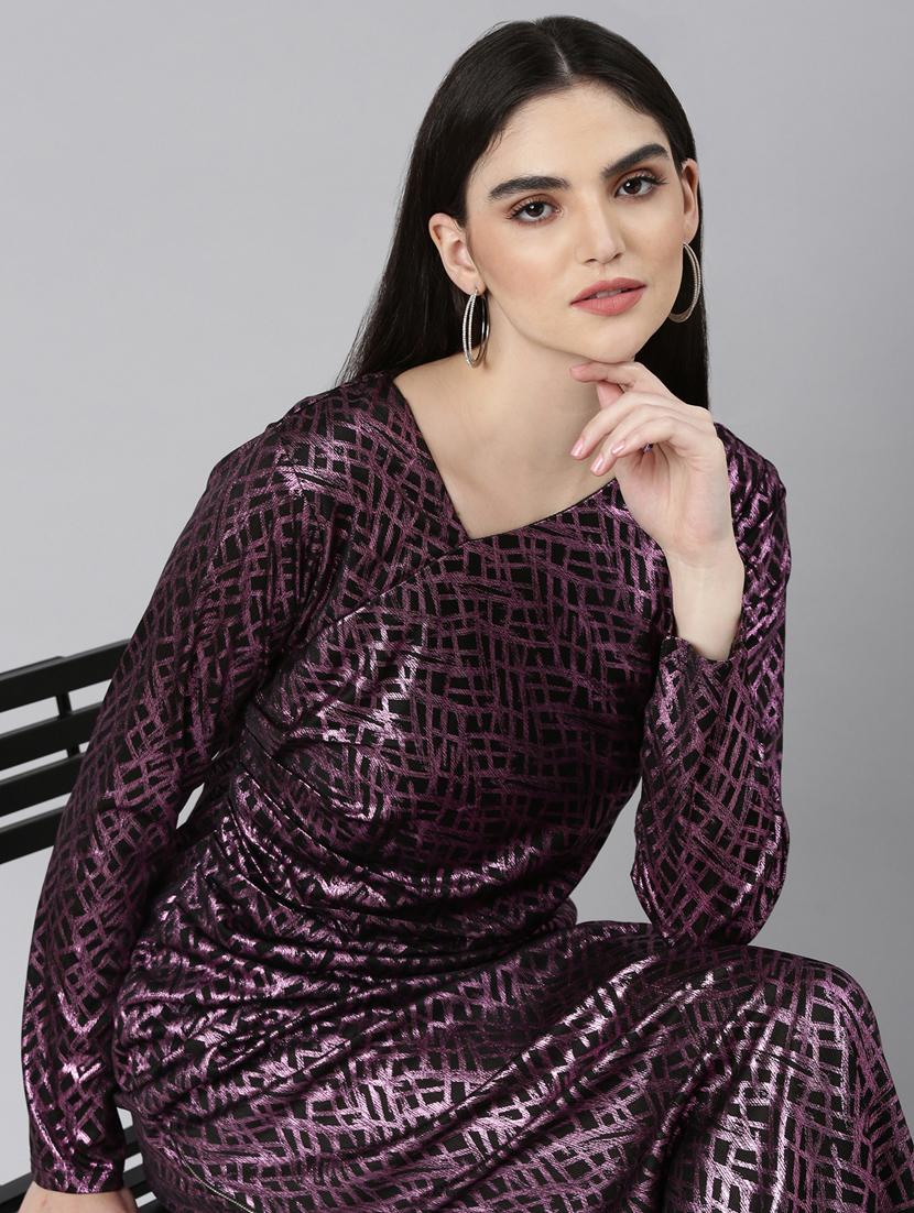 black foil print gown dress - 20383495 - Standard Image - 4