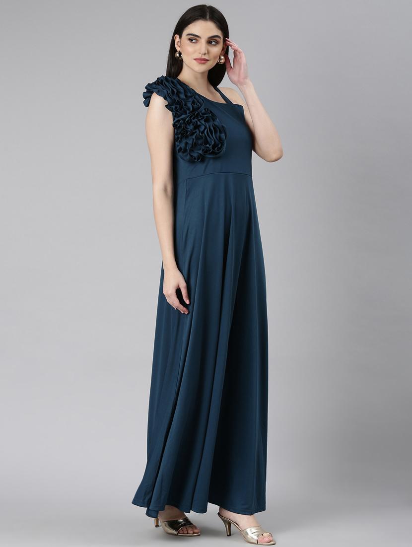 teal solid gown dress - 20383498 -  Standard Image - 1