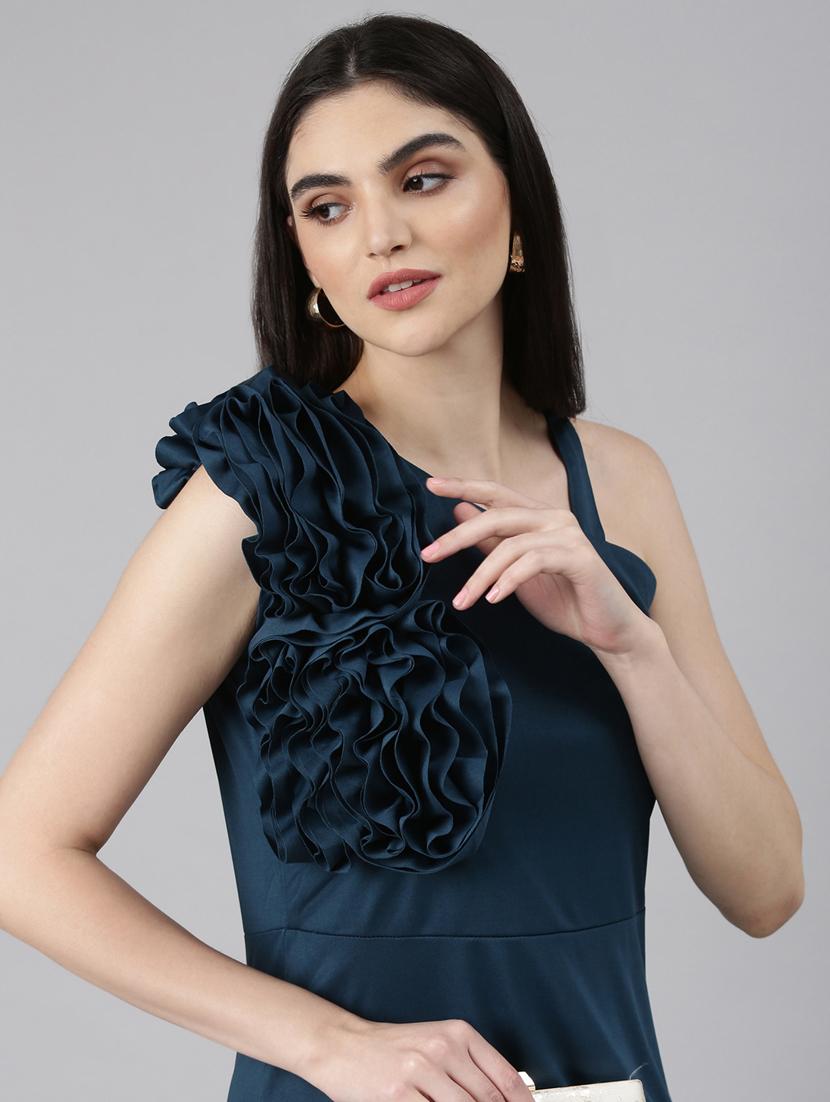 teal solid gown dress - 20383498 - Standard Image - 4