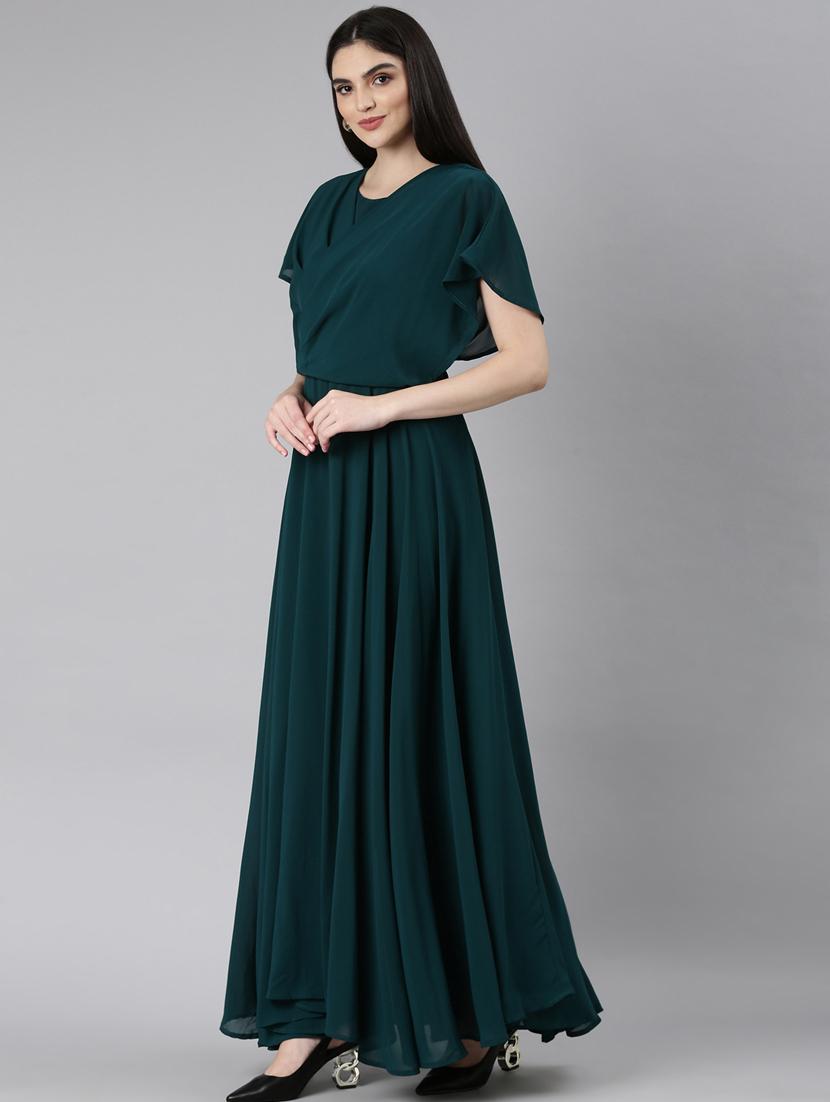 teal solid gown dress - 20383499 - Standard Image - 1