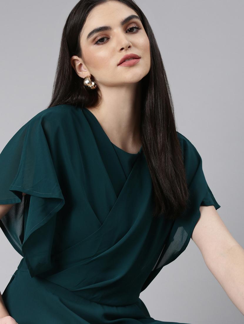 teal solid gown dress - 20383499 - Standard Image - 4
