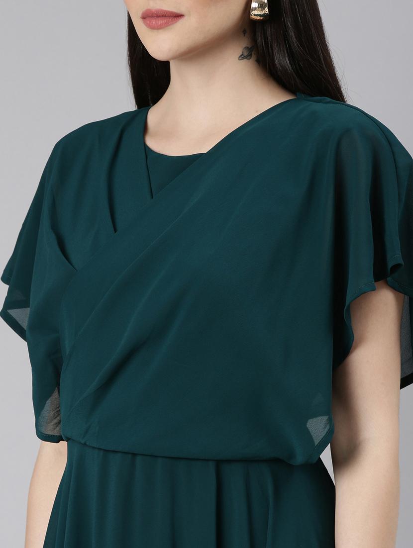 teal solid gown dress - 20383499 - Standard Image - 6