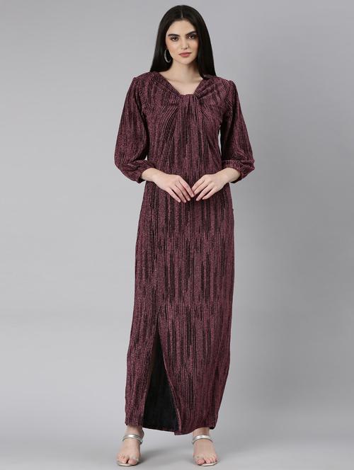 black solid with work gown dress - 20383502 -  Standard Image - 0