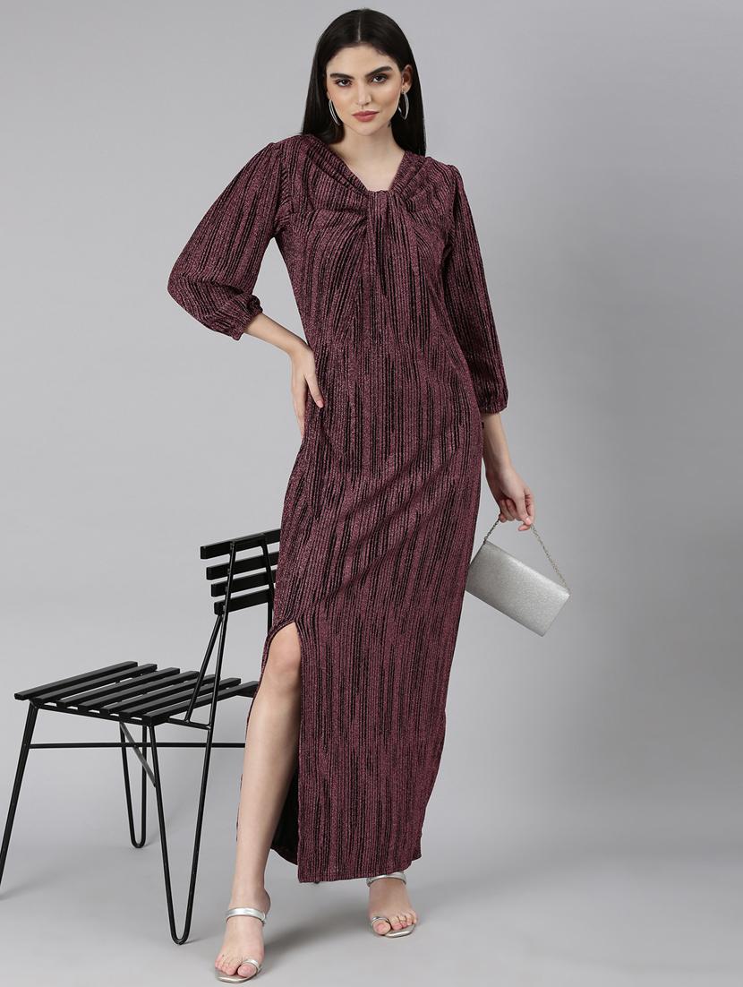black solid with work gown dress - 20383502 - Standard Image - 4