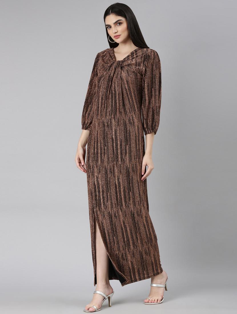 women brown nylon gown dress - 20383503 - Standard Image - 1