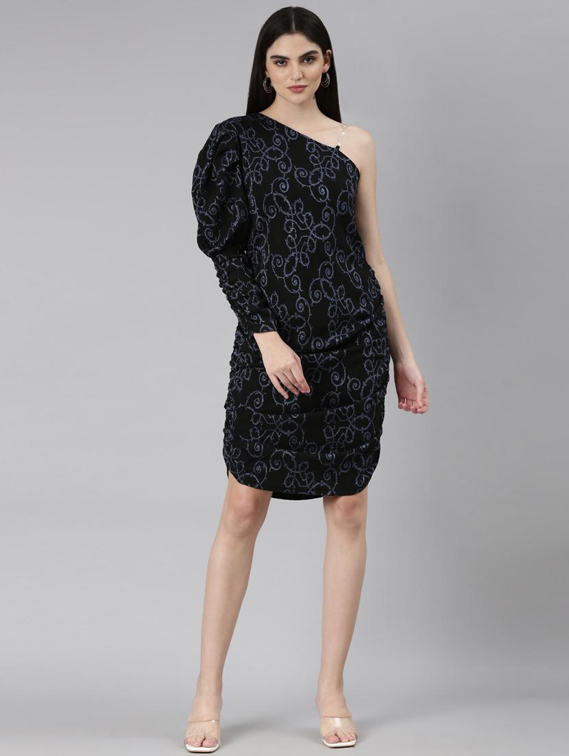 black foil print sheath dress - 20383506 - Zoom Image - 0