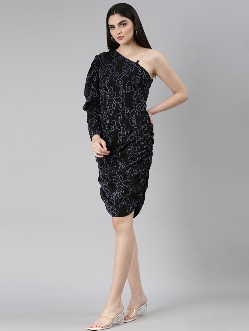 black foil print sheath dress - 20383506 - Standard Image - 1