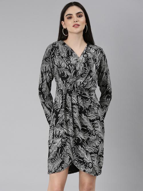 black self design wrap dress - 20383512 - Standard Image - 0