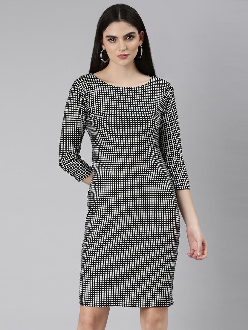 silver foil print sheath dress - 20383515 -  Zoom Image - 0