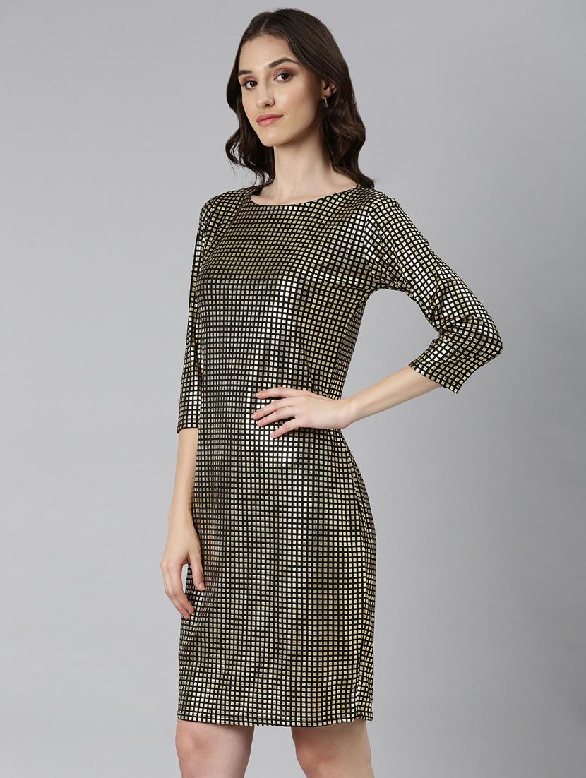 gold foil print bodycon dress - 20383516 - Standard Image - 1