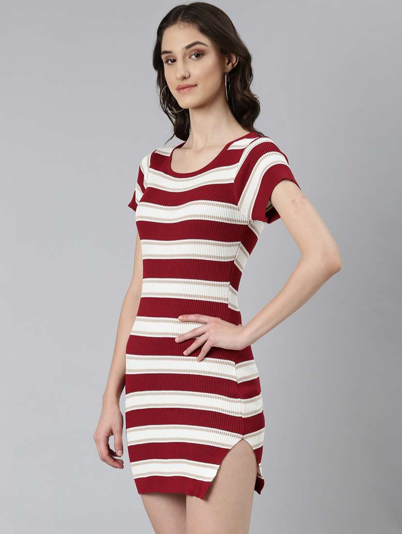 women multi color striped acrylic bodycon dress - 20383531 -  Standard Image - 1