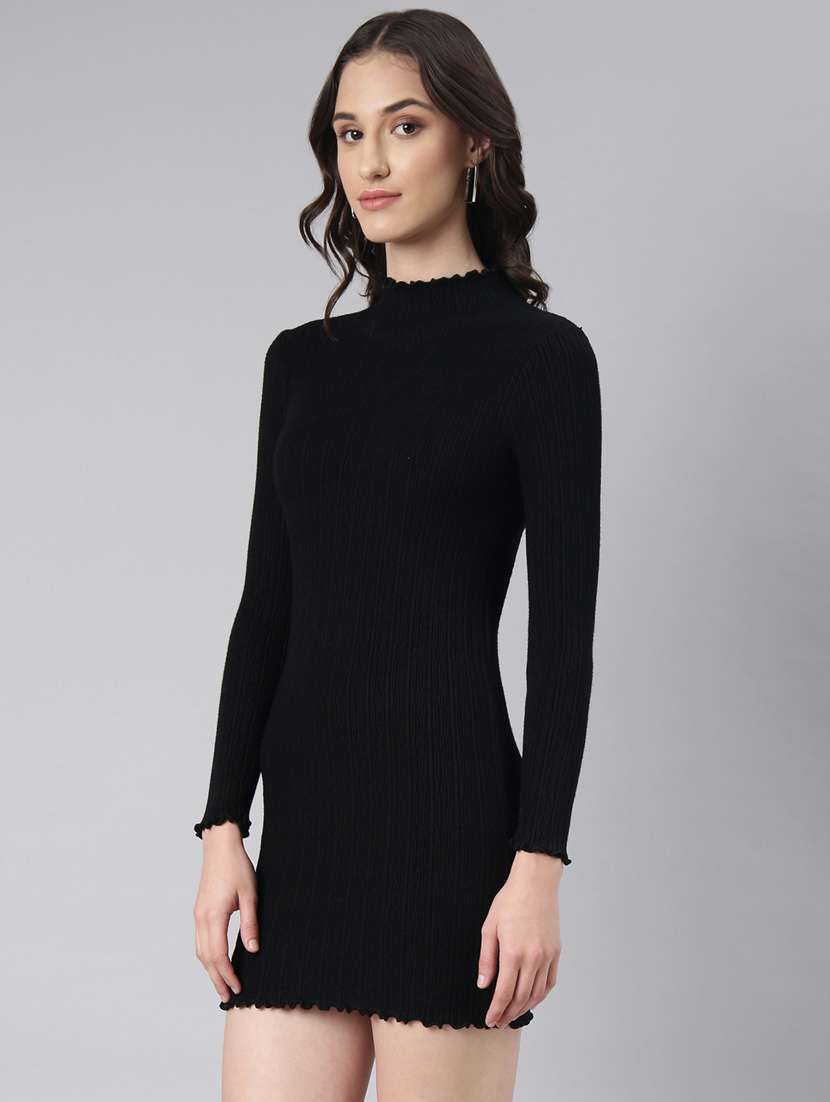 black self design bodycon dress - 20383533 -  Standard Image - 1