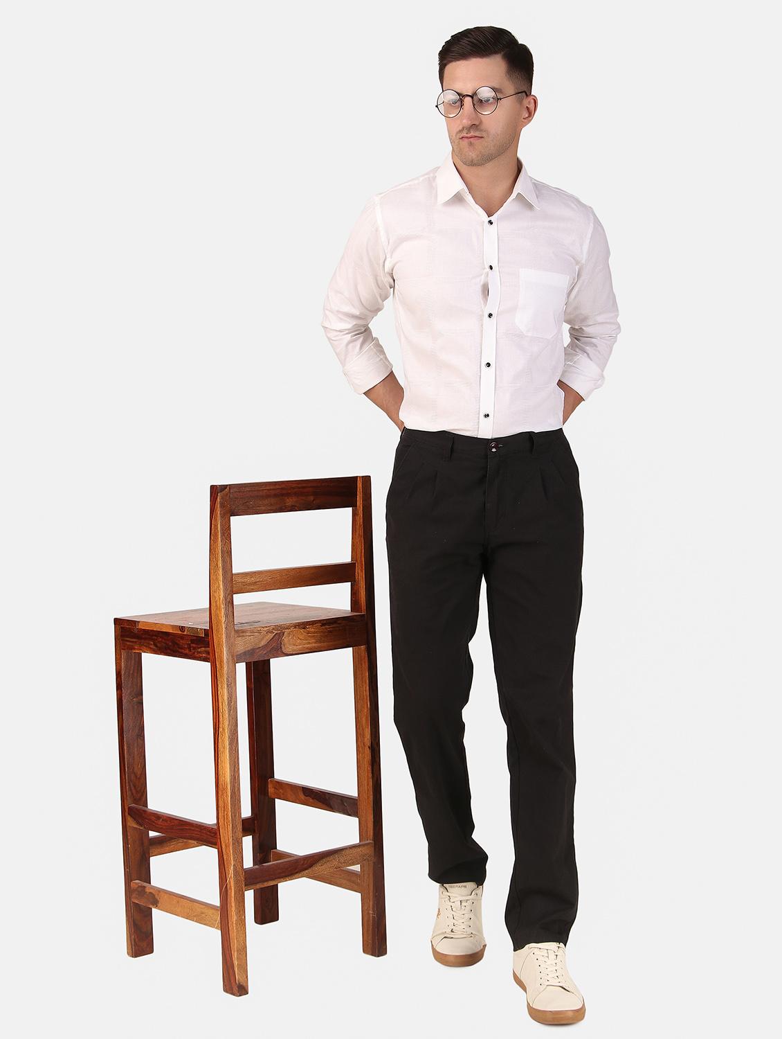 men self design white slim fit cotton casual shirt - 20383547 - Standard Image - 4