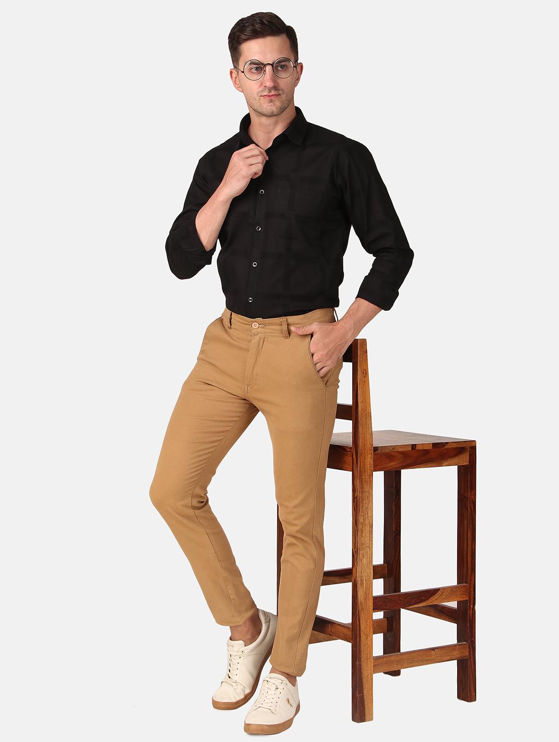 men self design black slim fit cotton casual shirt - 20383551 - Standard Image - 4