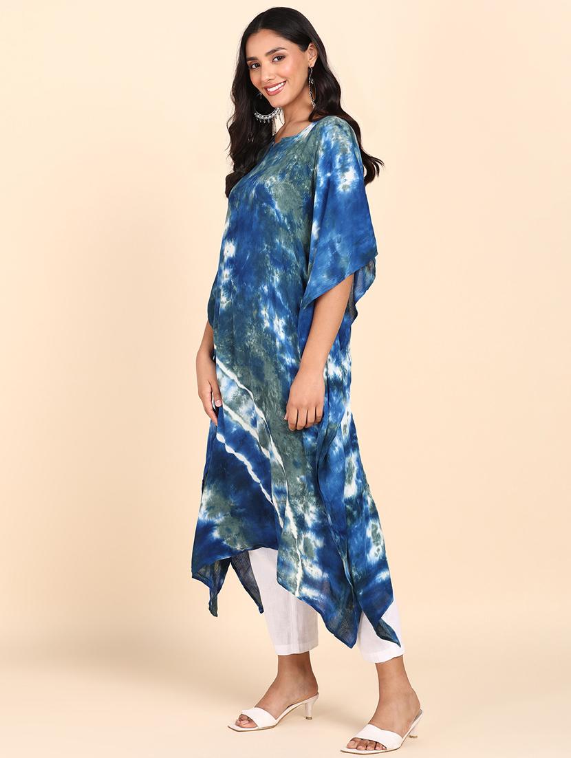 women multi color tie n dye rayon tunics kaftan - 20383719 - Standard Image - 1