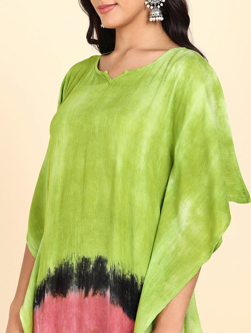 women multi color tie n dye rayon tunics kaftan - 20383720 - Standard Image - 4