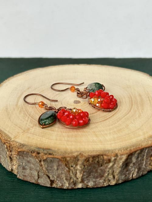 red copper drop earrings - 20383776 - Standard Image - 0