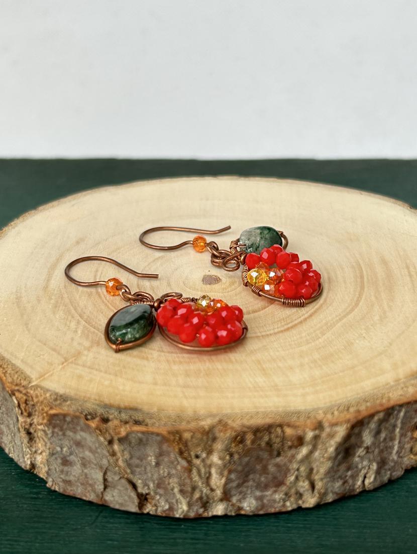 red copper drop earrings - 20383776 - Zoom Image - 0