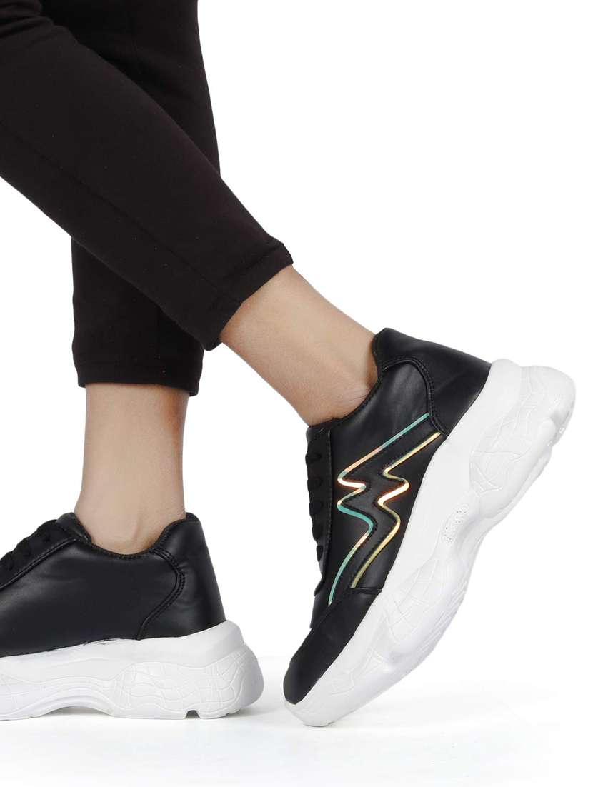 women black lace-up sneaker - 20383845 -  Standard Image - 1