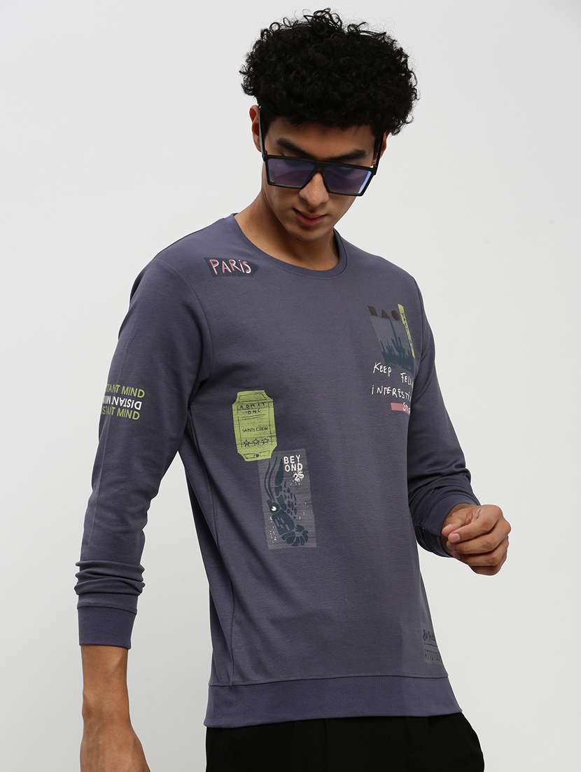 mens front print sweatshirt - 20383855 - Standard Image - 4