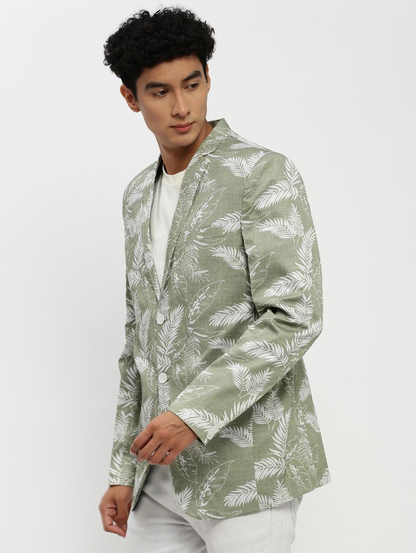 men neo mint printed cotton blend single breasted casual blazer - 20383861 - Standard Image - 1