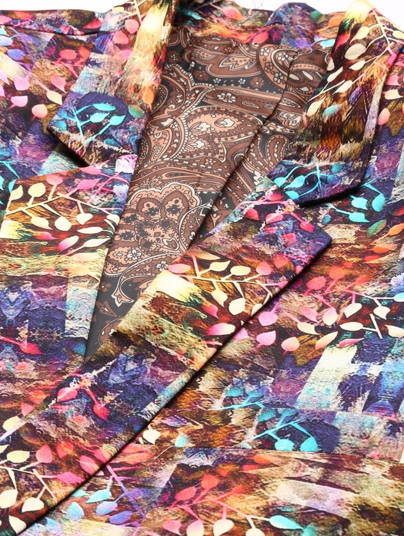 men multi colored printed cotton blend single breasted casual blazer - 20383862 - Standard Image - 6