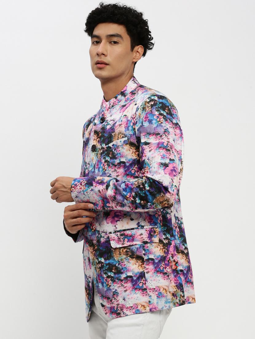 men multi colored printed cotton blend bandhgalas casual blazer - 20383863 - Standard Image - 1