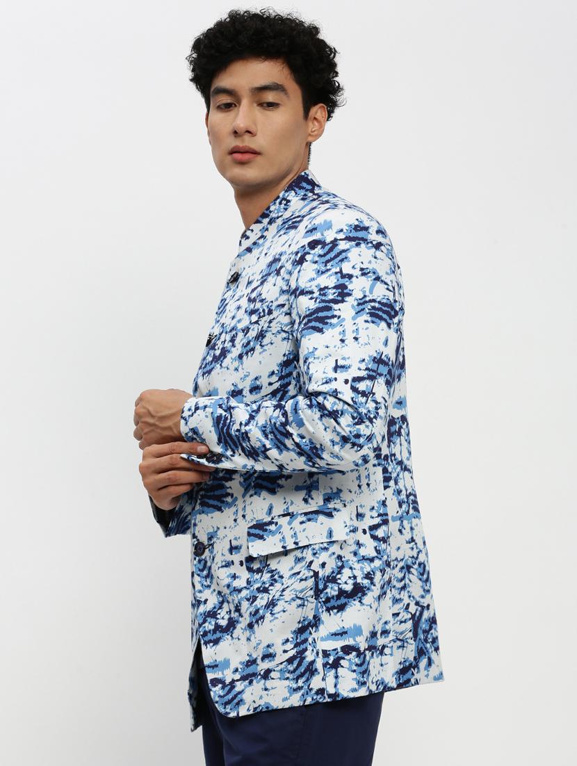 men white printed cotton blend bandhgalas casual blazer - 20383866 -  Standard Image - 1