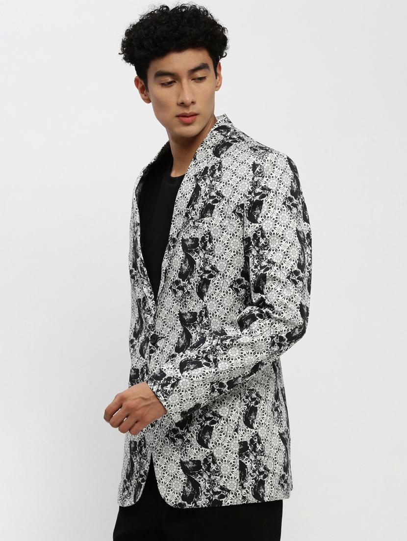 men multi colored printed cotton blend single breasted casual blazer - 20383868 -  Standard Image - 1