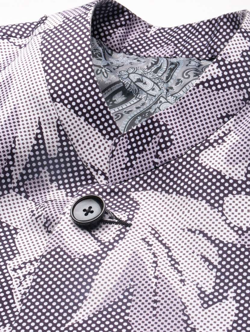 men grey printed cotton blend single breasted casual blazer - 20383869 -  Standard Image - 6