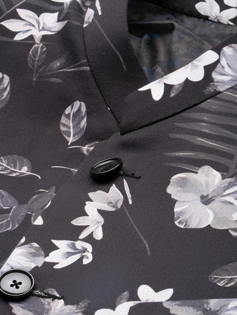 men floral printed black cotton blend bandhgalas casual blazer - 20383872 - Standard Image - 6