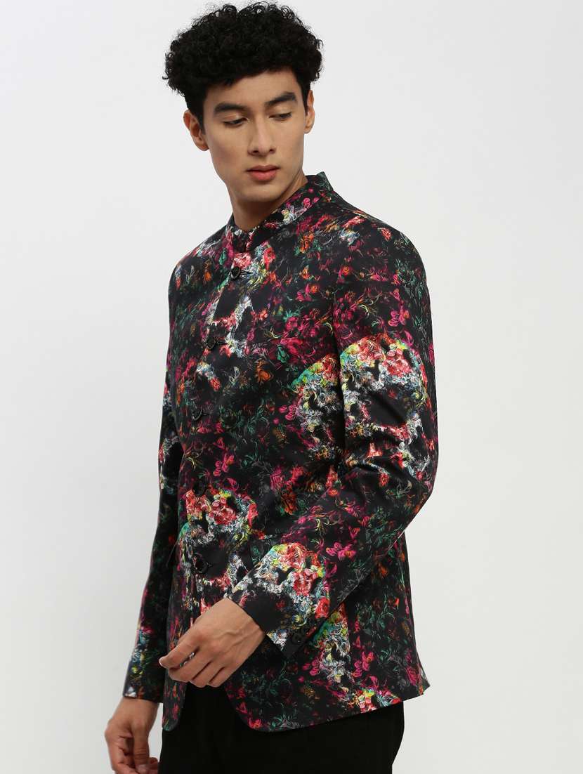 men multi colored printed cotton blend single breasted casual blazer - 20383873 -  Standard Image - 1