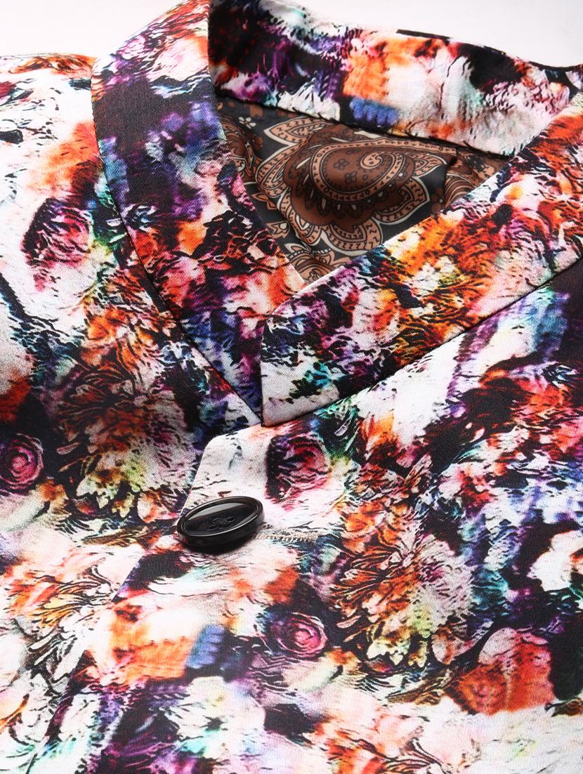 men multi colored printed cotton blend bandhgalas casual blazer - 20383874 - Standard Image - 6