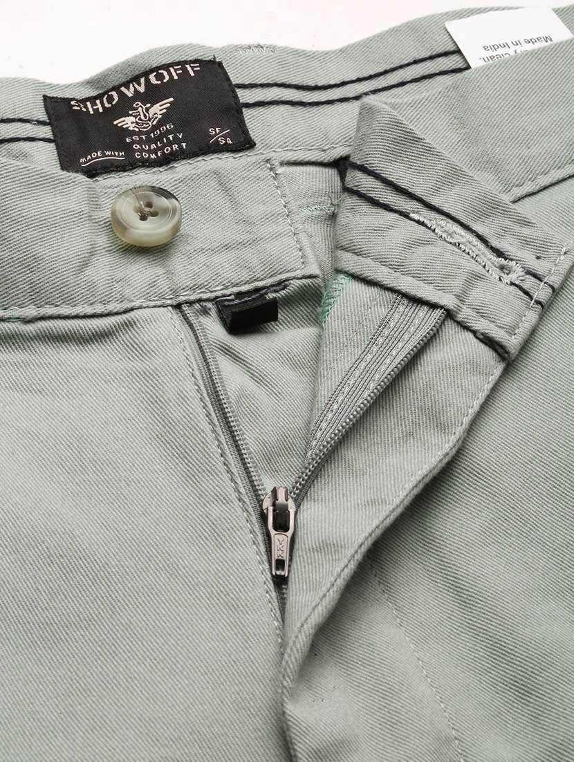 men solid sea green cotton blend shorts - 20383893 -  Standard Image - 4