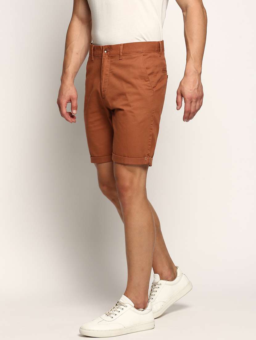 men bronze colored solid cotton blend short - 20383894 - Standard Image - 1