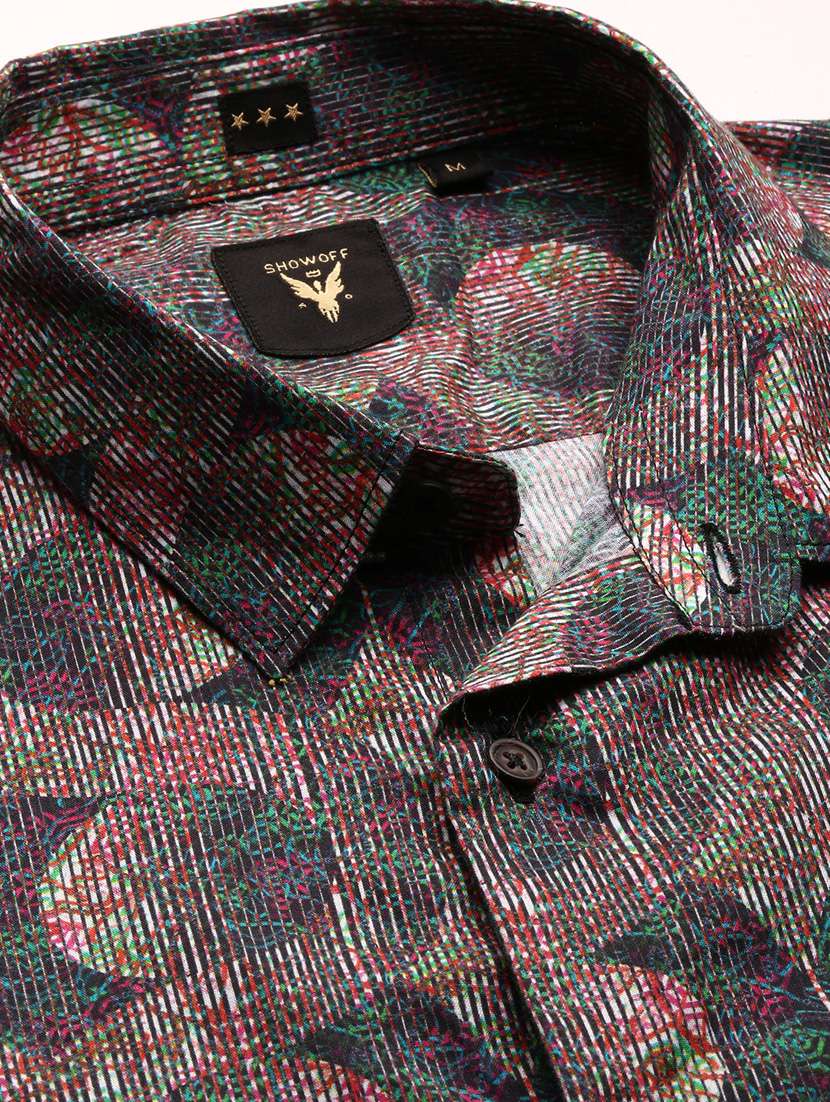 men multi colored printed slim fit cotton blend casual shirt - 20383921 -  Standard Image - 6
