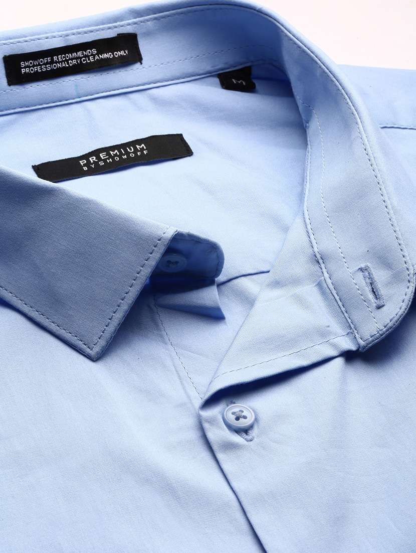 men light blue solid cotton blend casual shirt - 20383929 -  Standard Image - 6