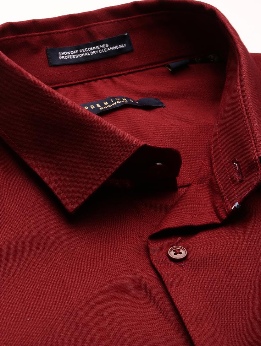 men maroon solid slim fit cotton blend casual shirt - 20383933 - Standard Image - 6