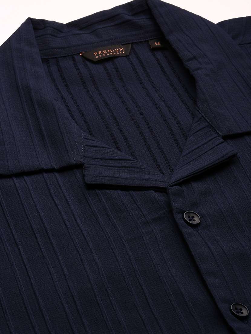 men navy blue cotton blend casual shirt - 20383934 -  Standard Image - 6