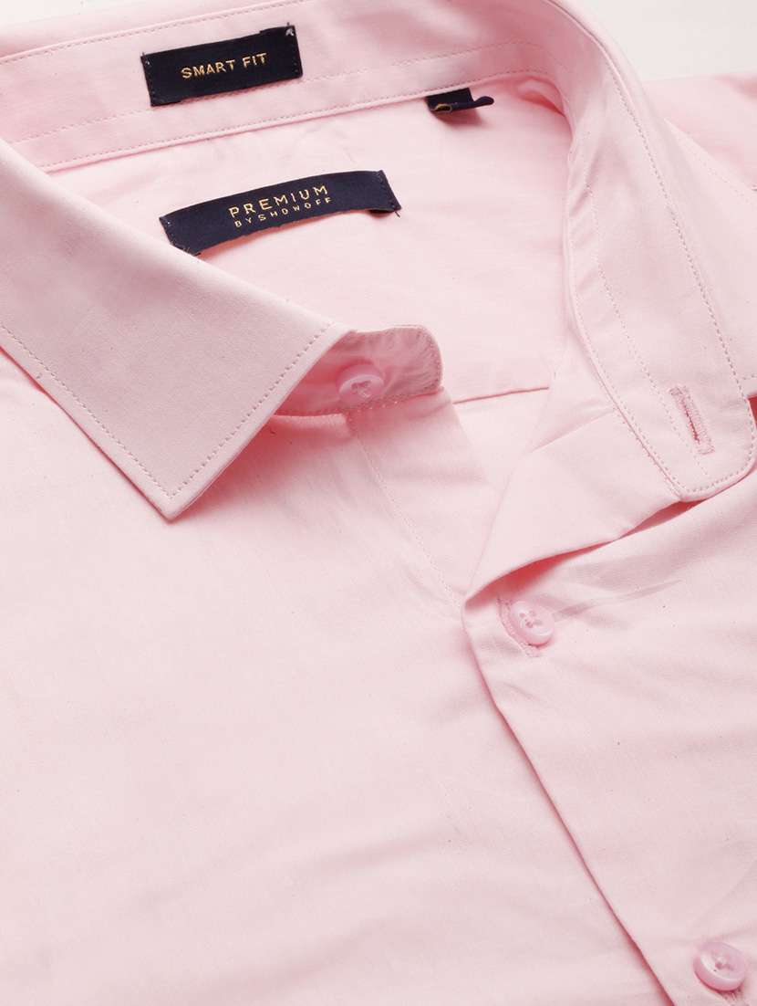 men pink solid cotton blend casual shirt - 20383940 - Standard Image - 6
