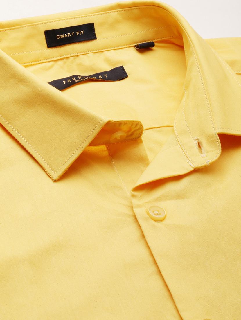 men yellow solid cotton blend casual shirt - 20383942 - Standard Image - 6