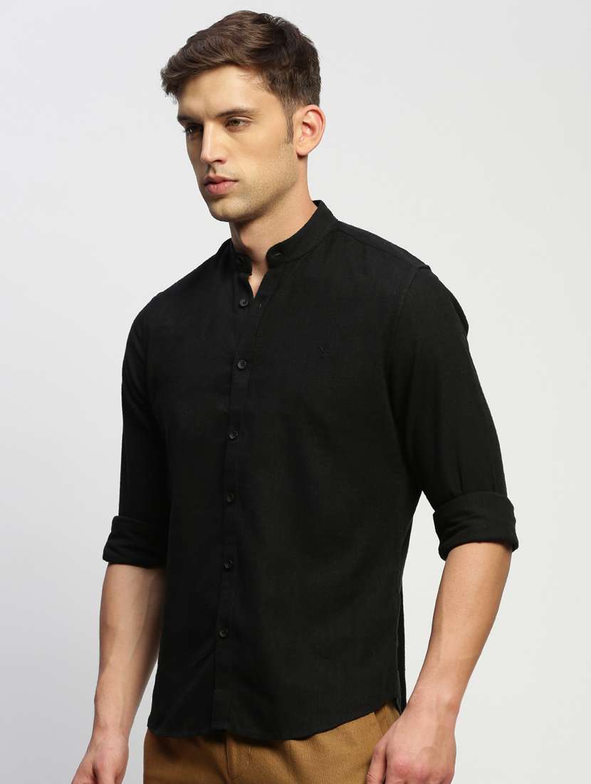 black cotton blend casual shirt - 20383950 -  Standard Image - 1