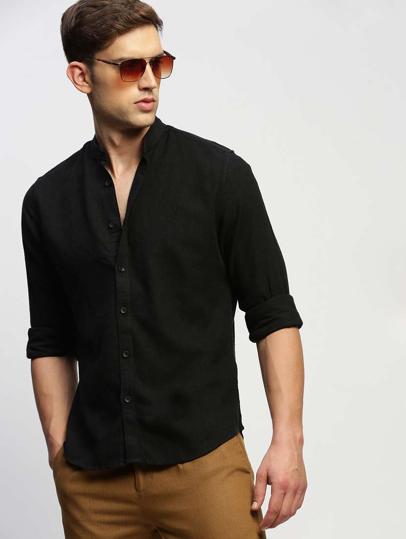 black cotton blend casual shirt - 20383950 -  Standard Image - 4