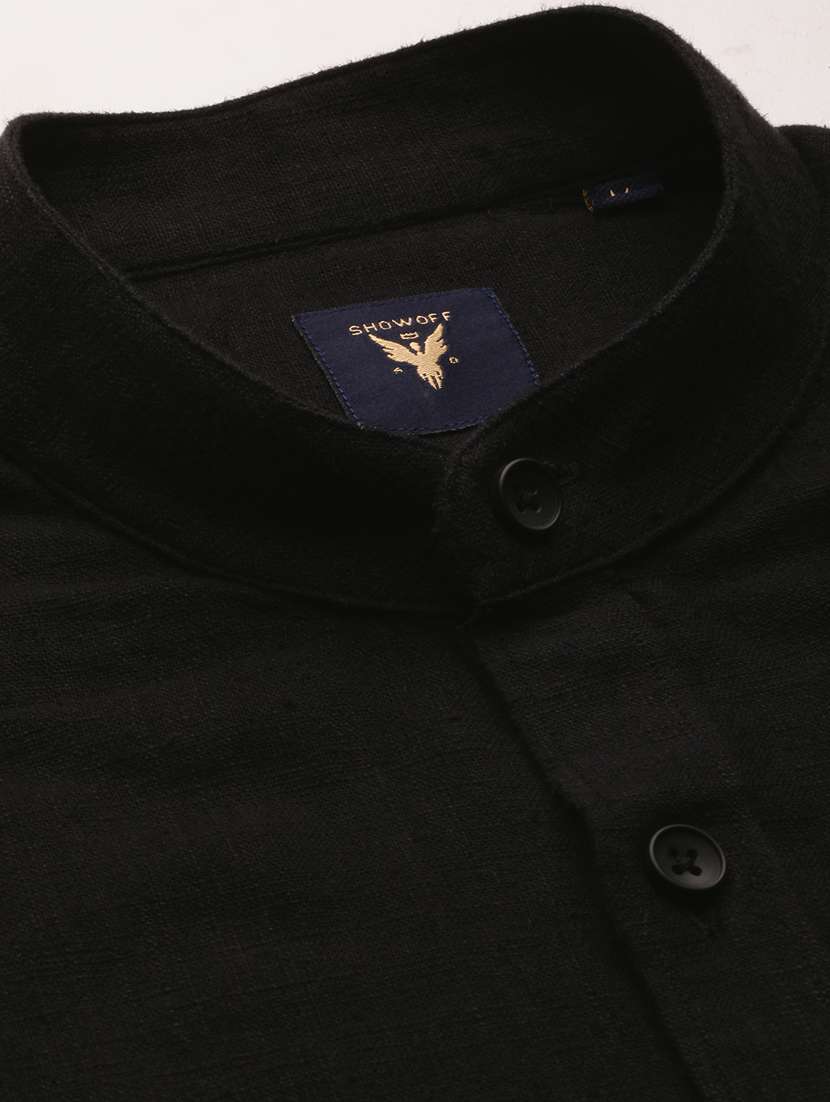 black cotton blend casual shirt - 20383950 -  Standard Image - 6