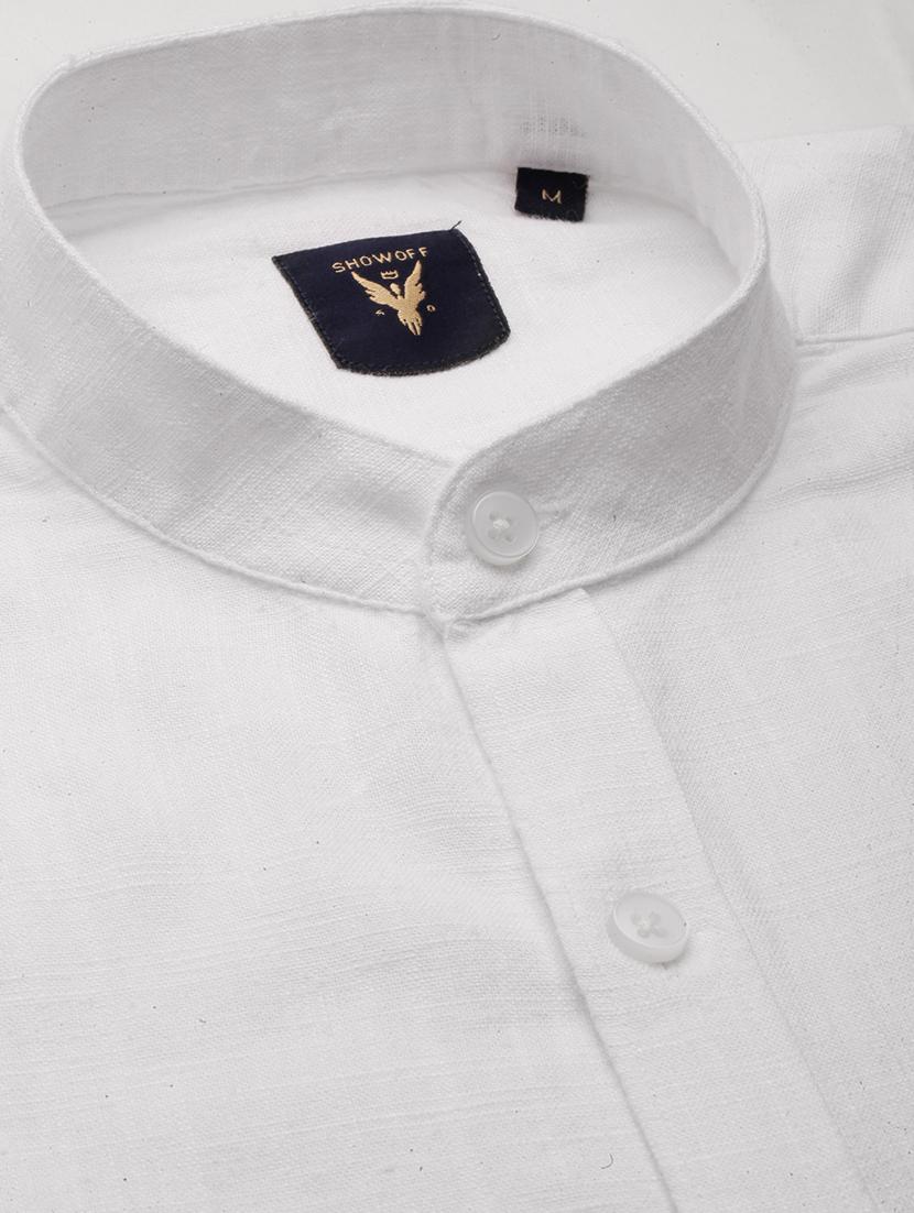 men white solid cotton blend casual shirt - 20383953 - Standard Image - 6