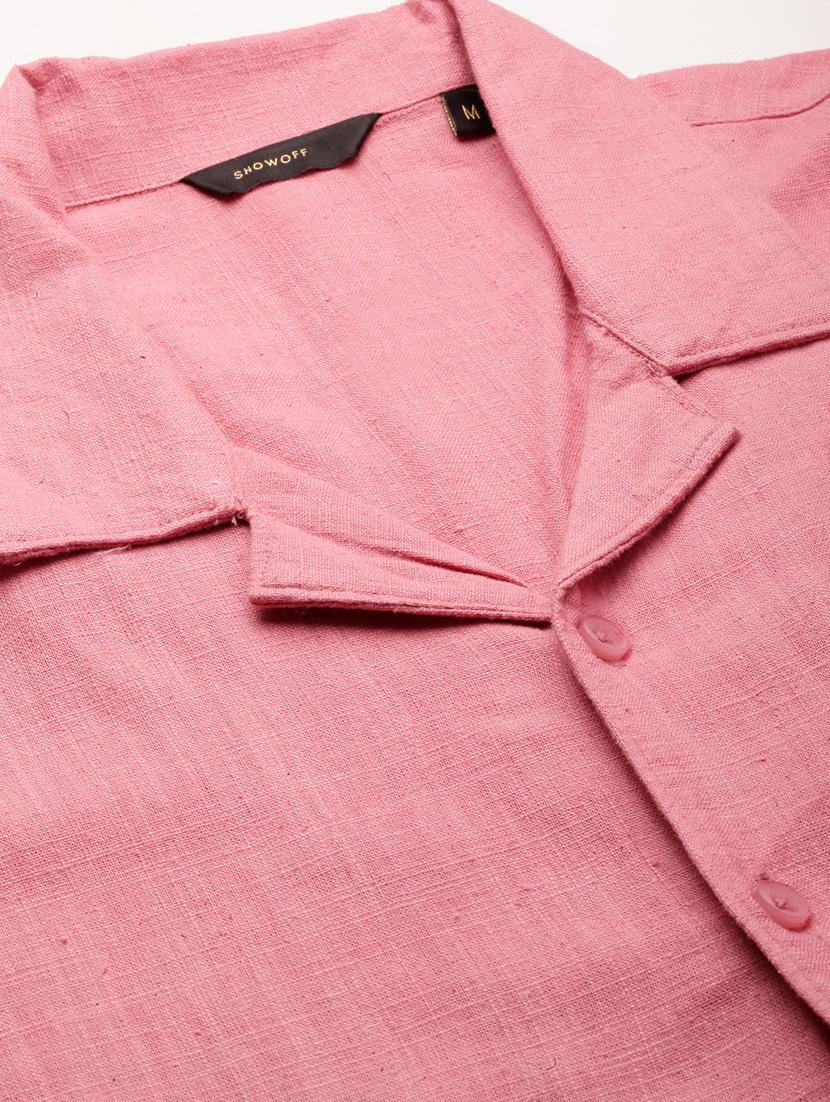 men pink solid cotton blend casual shirt - 20383955 - Standard Image - 6