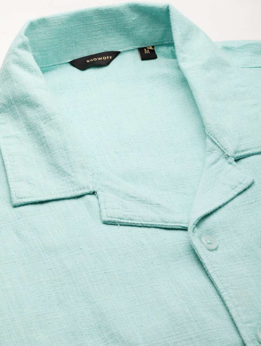 men solid purist blue slim fit cotton blend casual shirt - 20383957 -  Standard Image - 6