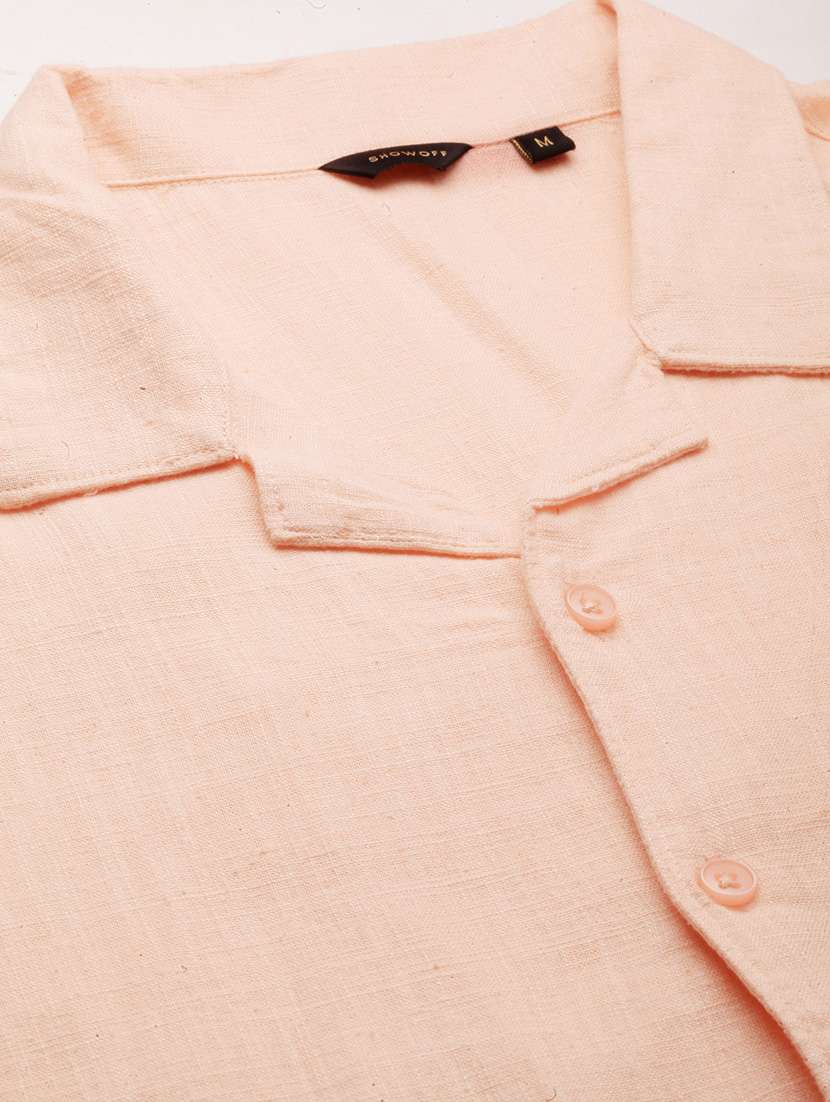 men peach cotton blend casual shirt - 20383958 -  Standard Image - 6
